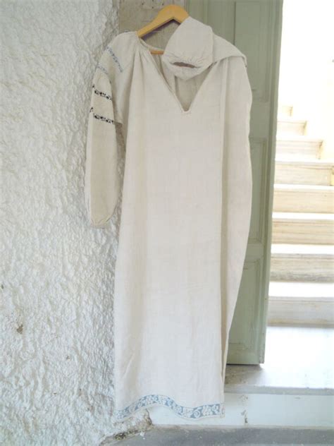 Traditional Handmade Linen Dress Greek Vintage Dress 22132