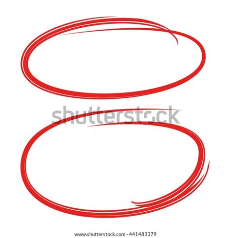 Red Hand Drawn Oval Circle Markers Stock Vector Royalty Free 441483379