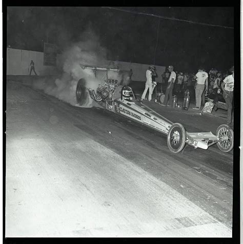 Clayton Harris Top Fuel Dragster In Burnout Vintage Bandw Drag Racing