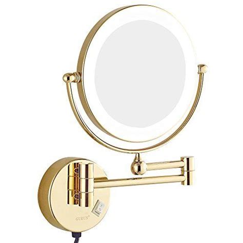 gurun 8 inch wall mounted lighted magnifying mirror two sided swivel with 5x magnification by
