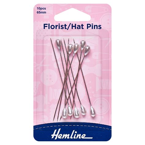 Hemline Pins Floristhat 65mm Nickel 10 Pieces Pins Barnyarns Ripon Ltd