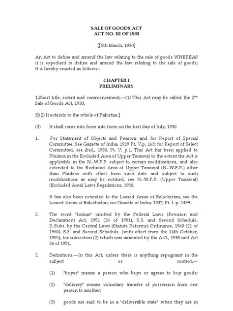 Whereas sale of goods act involves transfer of movable property only from its source to destination by a seller to a buyer. Sale of Goods Act, 1930 eBook in PDF | Implied Warranty ...