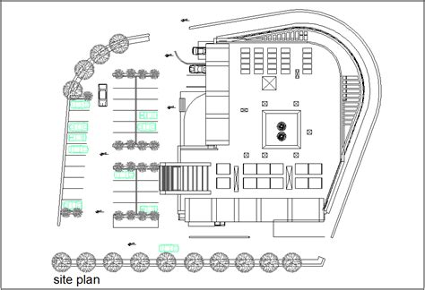 Architectural View Of Site Plan Of Mixed Use Building Dwg File Cadbull