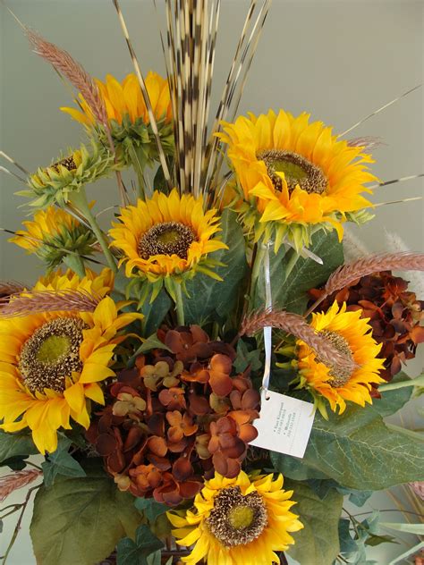 Silk Floral Arrangement With Sunflowers Peony Arrangement Sunflower