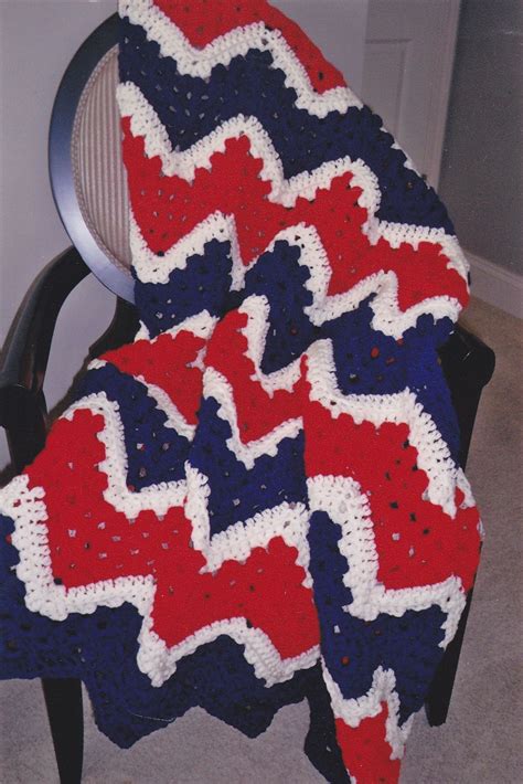 Crocheted All American Afghan Crochet Americanthe Redwhiteblue
