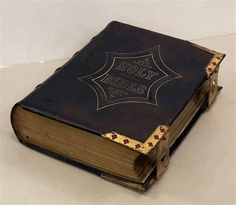 Large English Holy Bible With Clasps From The 19th Century For Sale At