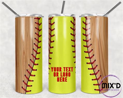 Personalized Softball Tumbler Wood Look Tumbler 20 oz skinny | Etsy