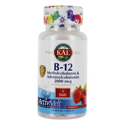 Kal Vitamin B12 Methylcobalamin And Adenosylcobalamin Mixed Berry 2000