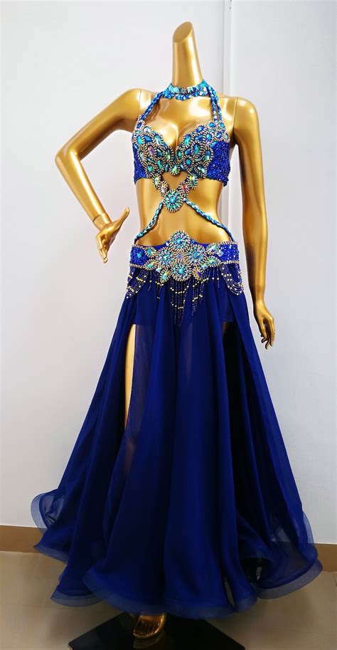 Hand Made Beaded Belly Dance Samba Costume Royal Blue Color Etsy
