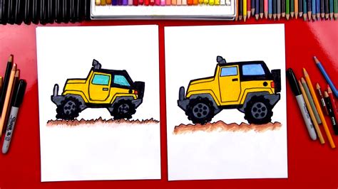 Step by step tutorial on how to draw a car want to give your friend a handmade card? How To Draw A Jeep - Art For Kids Hub