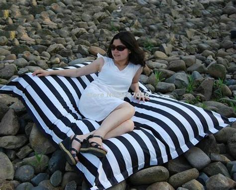 Sunshine Enjoy Black Strips Bean Bag Chair In Garden Sofas From