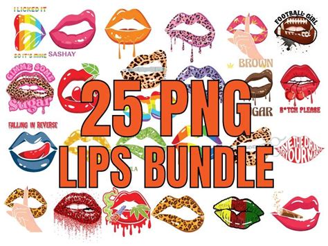 25 colourful lips png cherry lips red lips sublimation designs leopard lips digital prints