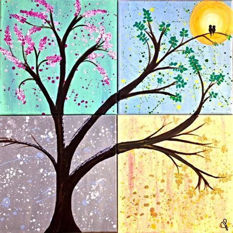Four Seasonstree Painting 4 Panel Summer By Coloradocolors