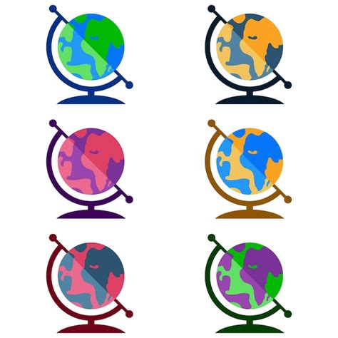Premium Vector Colorful Earth Globe World Map Element Icon Game Asset