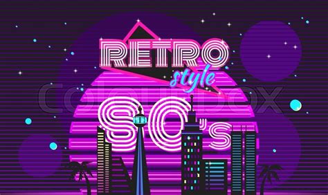 Retro Style 80s Disco Design Neon 80s Stock Vector