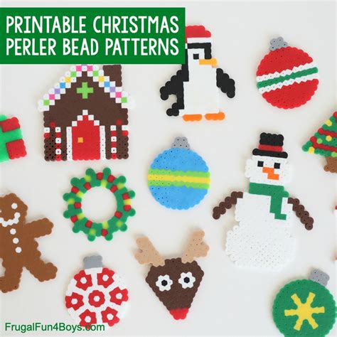 Printable Christmas Perler Bead Patterns Frugal Fun For Boys And Girls
