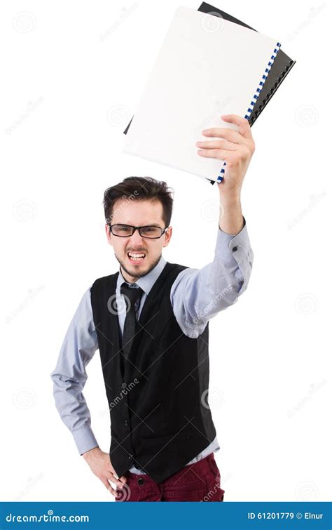 The Office Employee Holding Paper Isolated On Stock Image Image Of