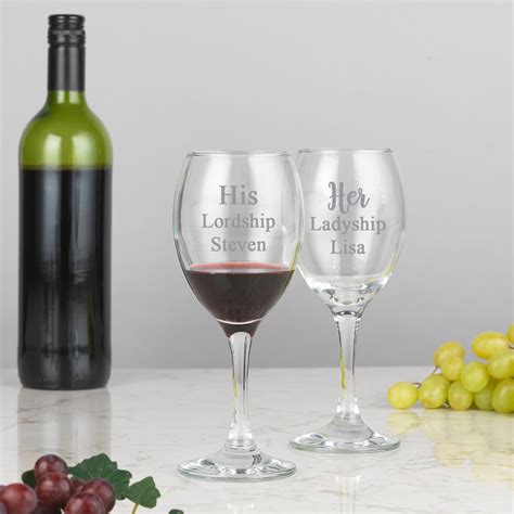 Personalised His And Her Wine Glasses And T Box Set Spoken Ts Ltd