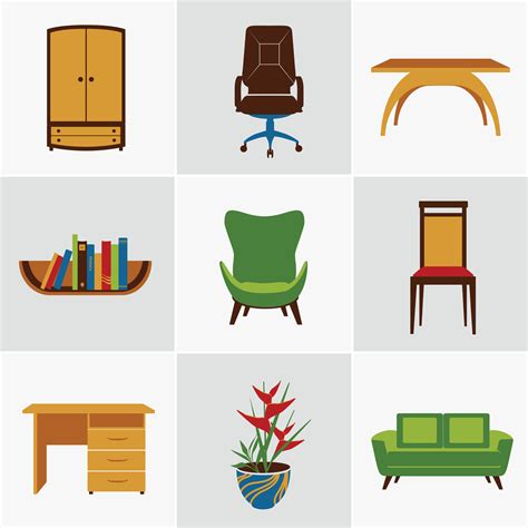 Furniture Flat Icons 435963 Vector Art At Vecteezy