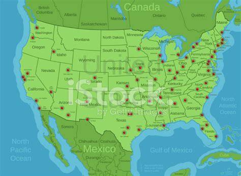 United States Major Cities Map Stock Photos