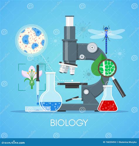Biology Science Education Concept Vector Poster In Flat Style Design