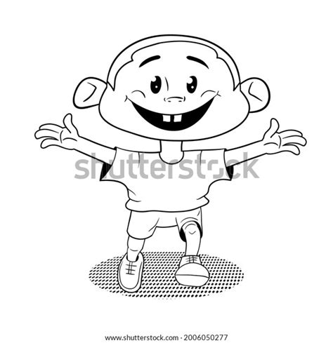 Happy Running Boy Cartoon Style Vector Stock Vector Royalty Free