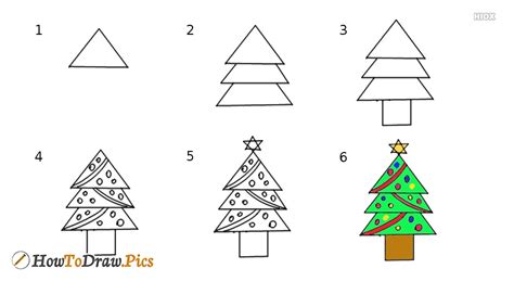 Now start decorating your tree, for this draw ribbons by using curved lines. How To Draw Christmas Tree Pictures | Christmas Tree Step ...