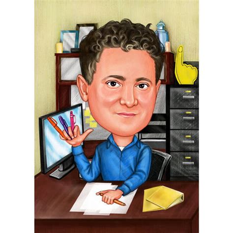 Manager Caricature Hand Drawn From Photos