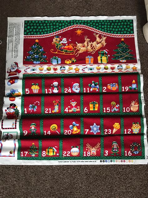 100 Cotton Christmas Advent Calendar Panel Fabric From Nutex Etsy