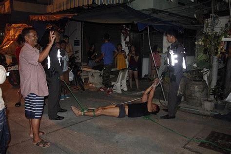 British Tourist Is Tied Up By Locals In Thailand Daily Mail Online
