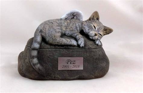 Ceramic Engraved Painted Cat Cremation Urn With Plastic Name Etsy