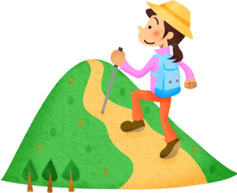 Cartoon Girl Hiking