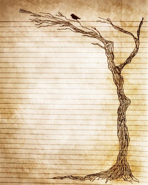 Printable Journal Page Pen and Ink Drawing of Bird in Tree 8