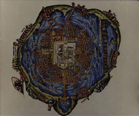 Tenochtitlan Mexico Map From 1524 Artist Artist As Art Print Or