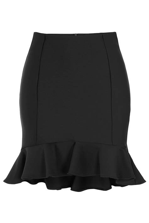 Topshop Black Ruffle Hem Skirt In Black Lyst