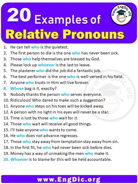 20 Examples Of Relative Pronouns In Sentences Engdic