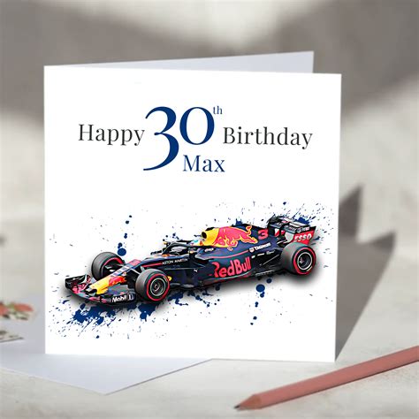 Red Bull Formula One F1 Birthday Card Personalise With Age And Name