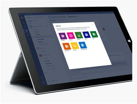 Microsoft Teams Microsoft Teams On A Tablet Hd Png Download Kindpng