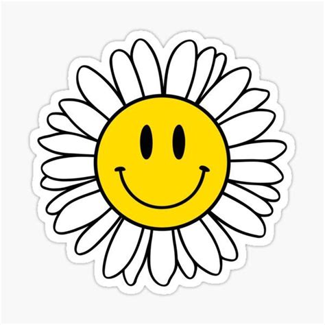 Flower Happy Face Sticker Face Stickers Cool Stickers Printable
