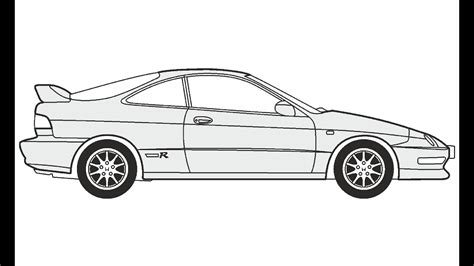 How To Draw A Honda Integra Type R Как нарисовать Honda Integra Type