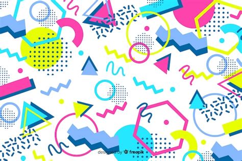 Geometric Background In 80s Style Free Vector