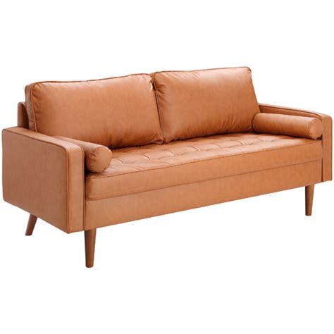 Let's get to the sofas. Temple & Webster Tan Stockholm Faux Leather Sofa