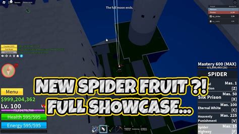 New Spider Fruit Full Showcase Spider Blox Fruits Youtube
