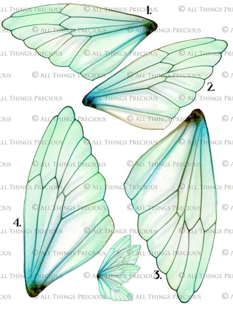 Printable Fairy Wings Set 4 Scrapbooking Clipart Digital Wing Print