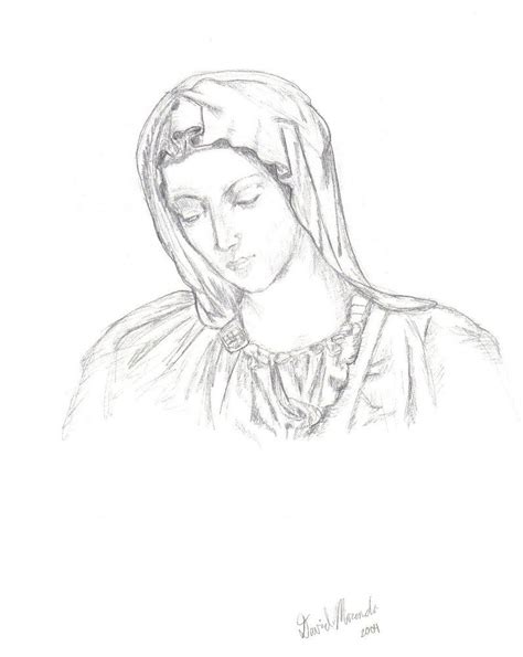 Blessed Virgin Mary Pencil Sketch Sketch Template Blessed Virgin Mary