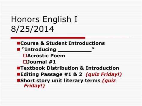 Ppt Honors English I 8252014 Powerpoint Presentation Free Download