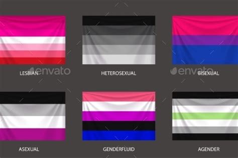 Realistic Colorful Sexual Flags Set With Folds By Ifh Graphicriver