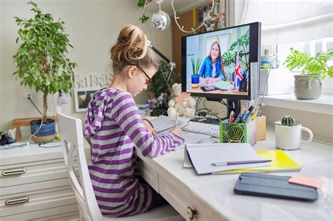 Girl Child At Home Studying English Language At Home Online Lesson