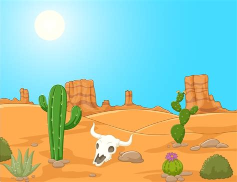 Premium Vector Cartoon Desert Landscape