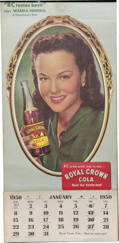 Royal Crown Cola 1950 Complete Year Calendar